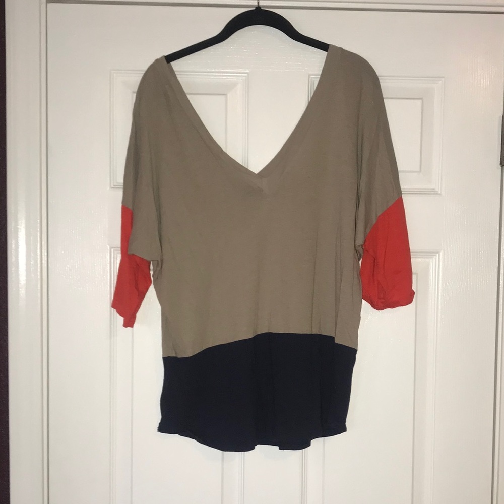 Express multi colored V-neck too Large